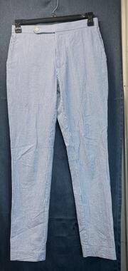 Polo Ralph Lauren Mens 32X32 White/blueStripe 100%CottonPockets ResortWearPants